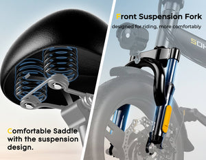 Sohamo A1 electric bik - comfortable saddle with the suspension design